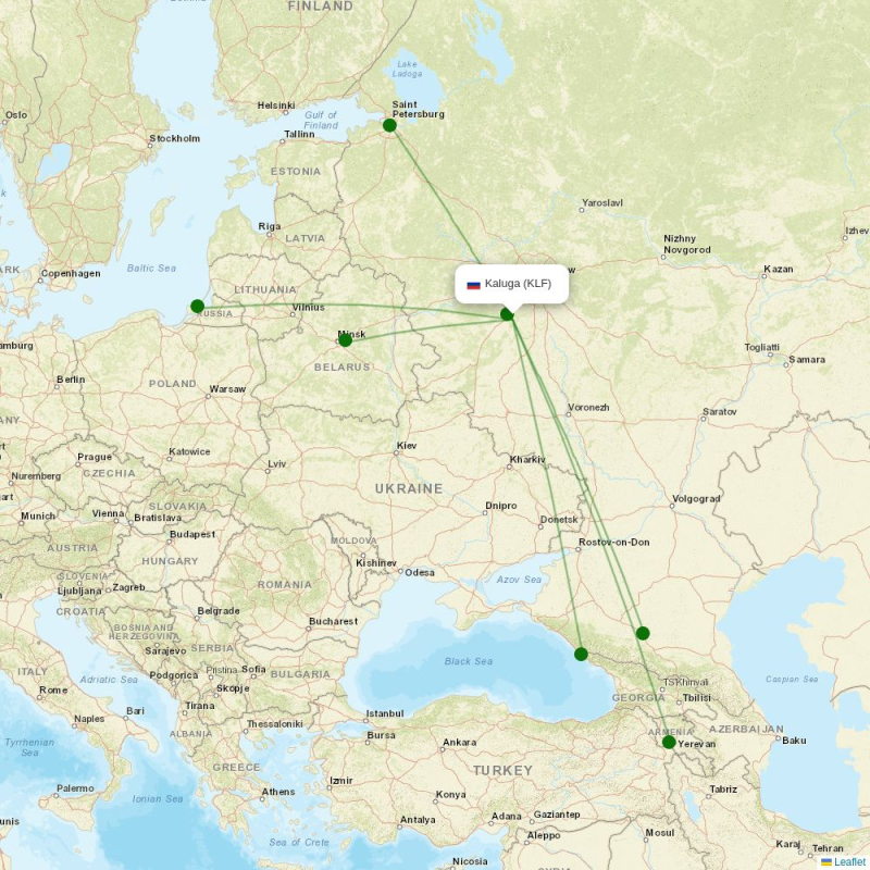 Route map over KLF airport