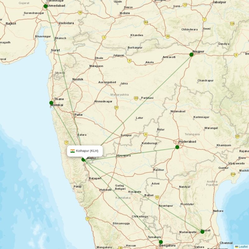 Route map over KLH airport