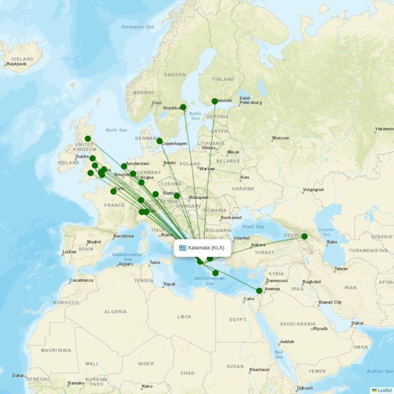 Route map over KLX airport