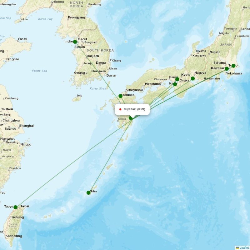 Route map over KMI airport