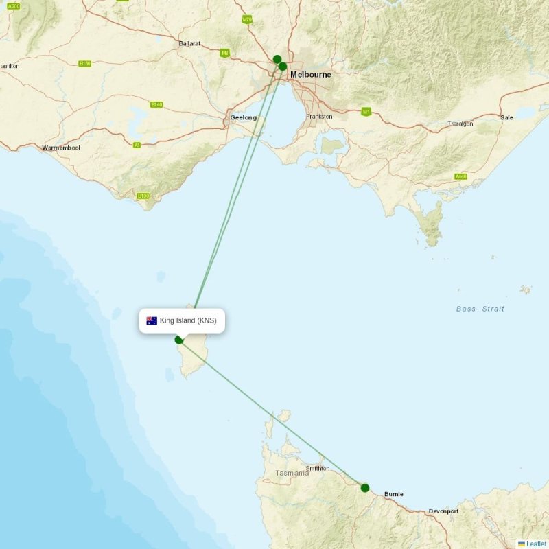 Route map over KNS airport