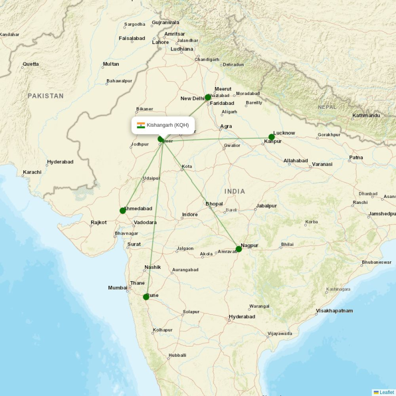 Route map over KQH airport