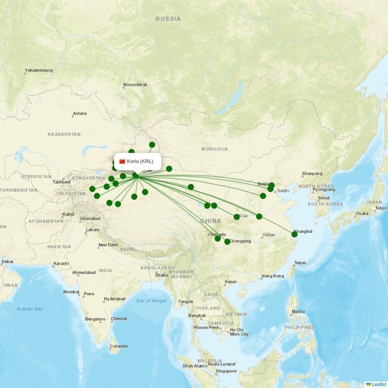 Route map over KRL airport