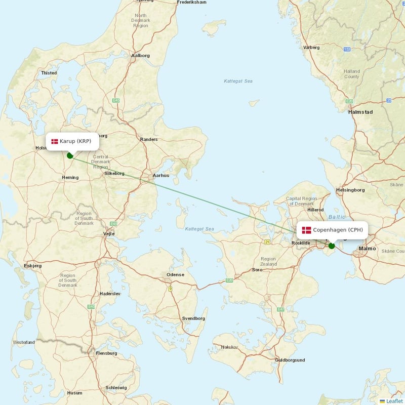 Route map over KRP airport