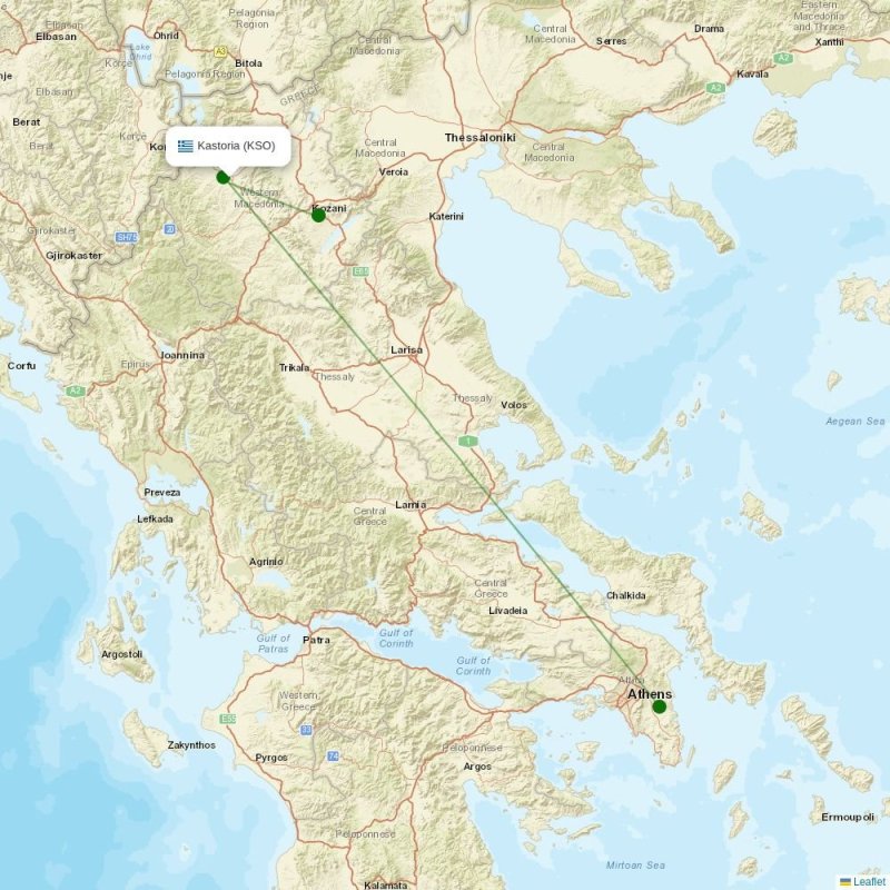 Route map over KSO airport