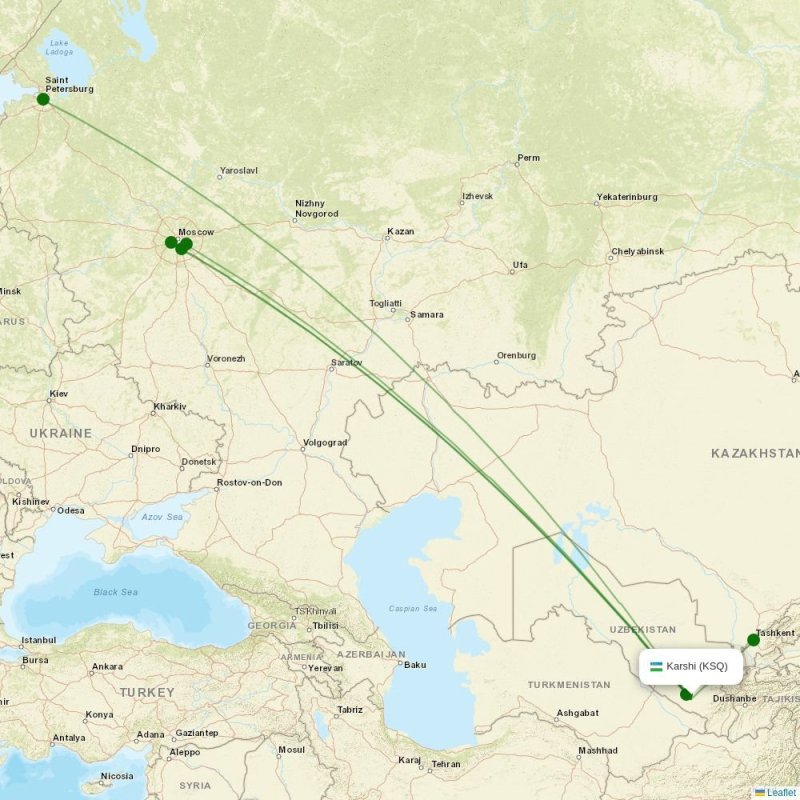 Route map over KSQ airport