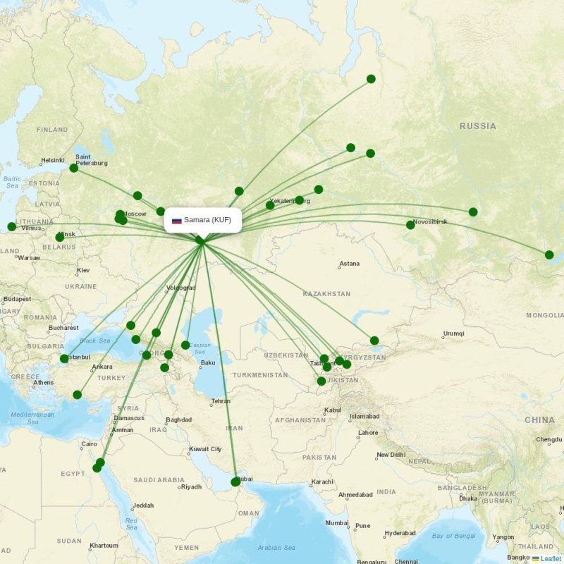 Route map over KUF airport
