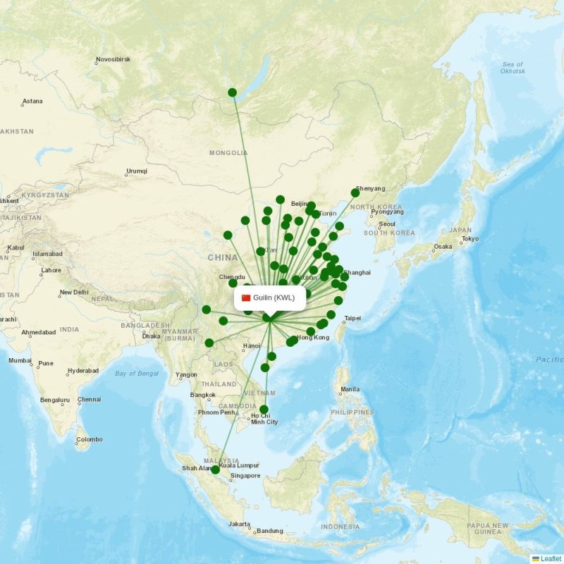 Route map over KWL airport
