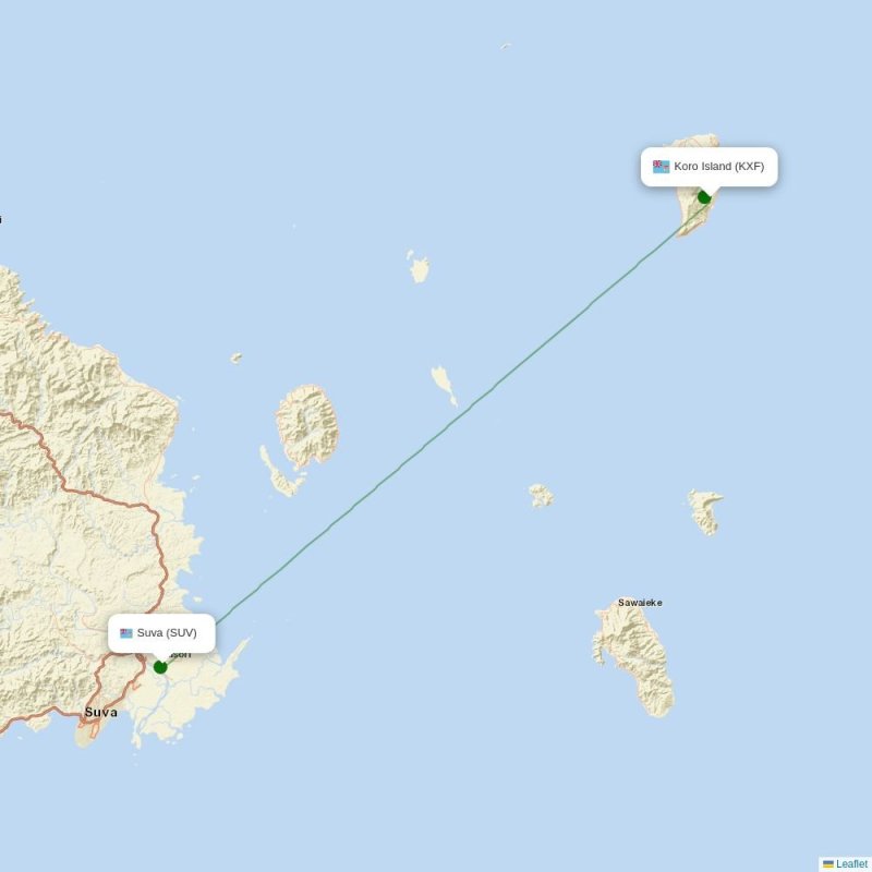 Route map over KXF airport