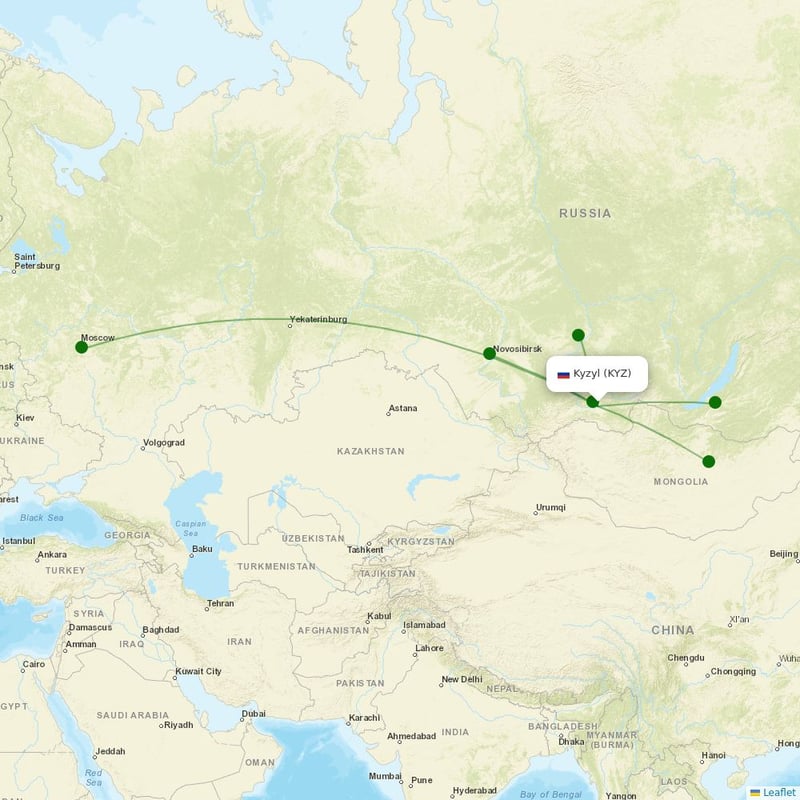 Route map over KYZ airport