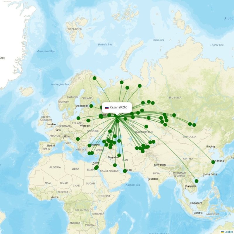 Route map over KZN airport