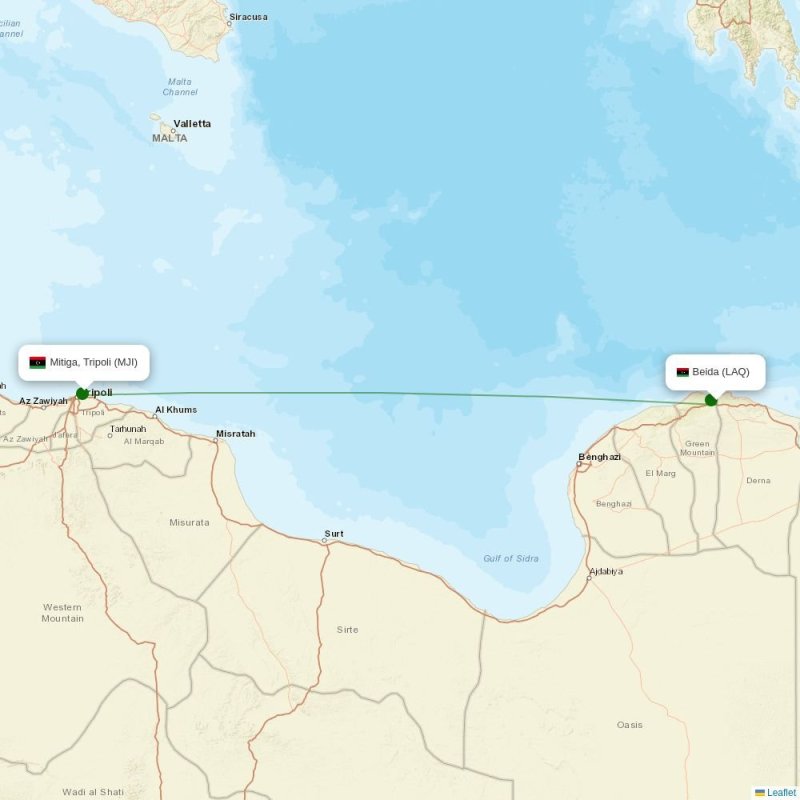 Route map over LAQ airport