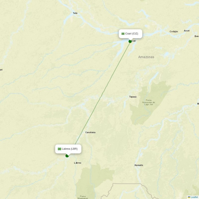 Route map over LBR airport