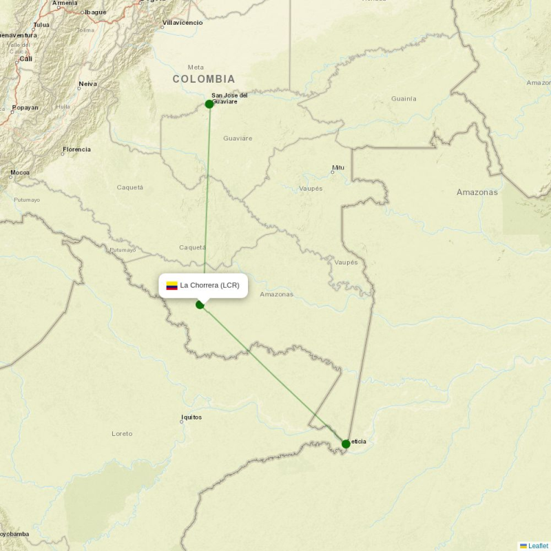 Route map over LCR airport
