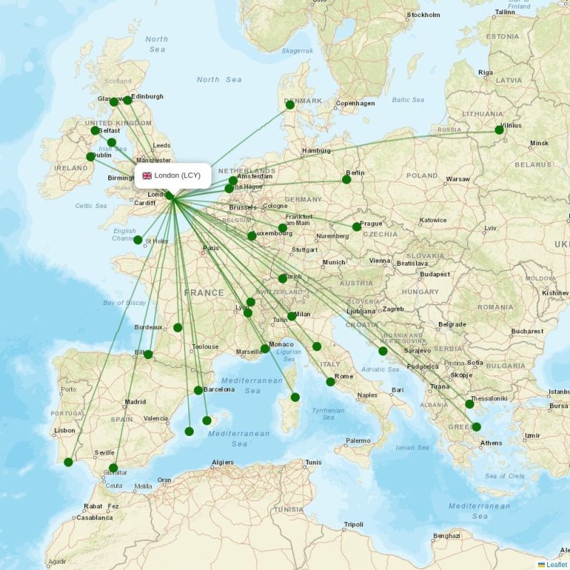 Route map over LCY airport