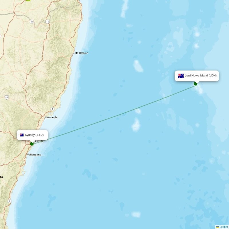 Route map over LDH airport