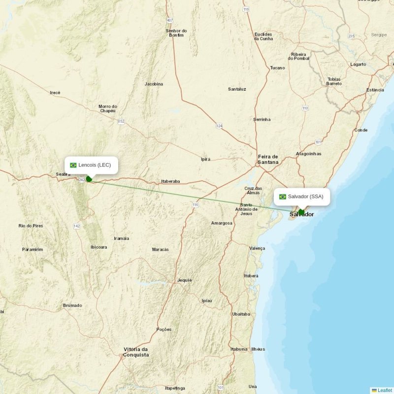 Route map over LEC airport
