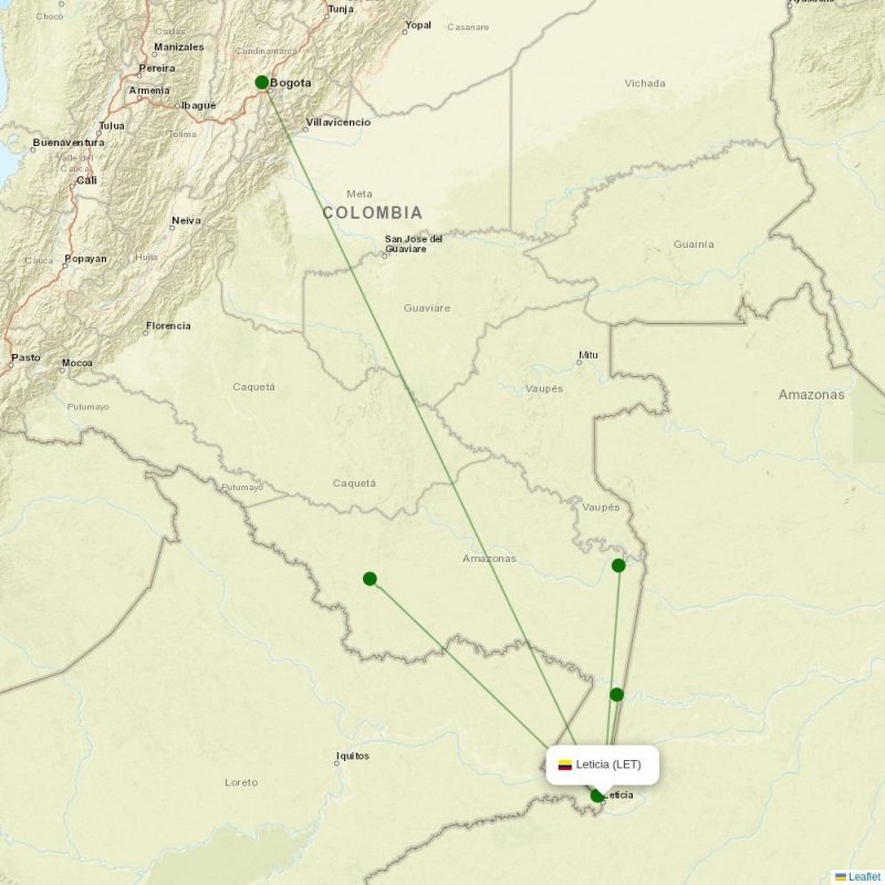 Route map over LET airport