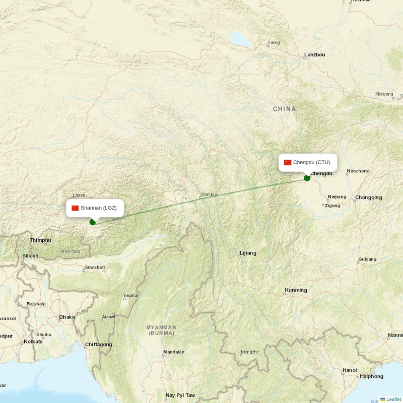 Route map over LGZ airport