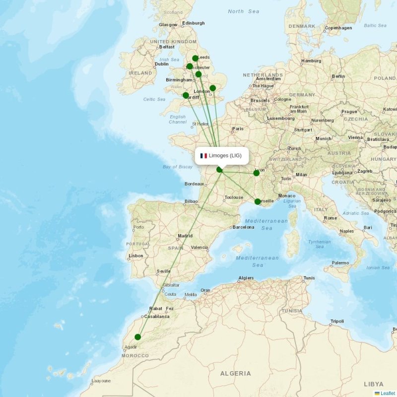 Route map over LIG airport