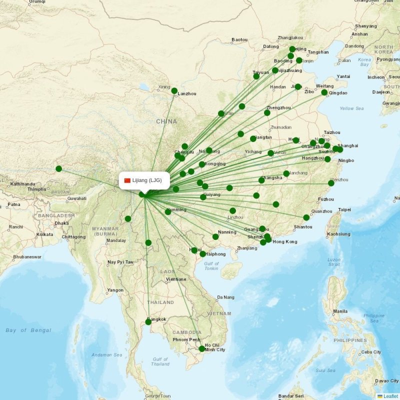 Route map over LJG airport