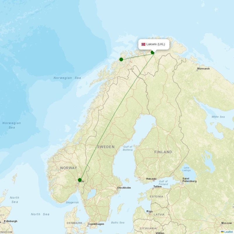 Route map over LKL airport