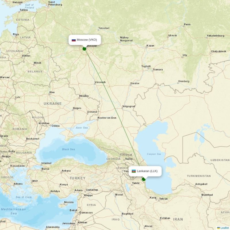 Route map over LLK airport
