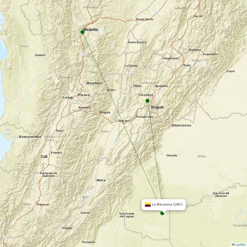 Route map over LMC airport