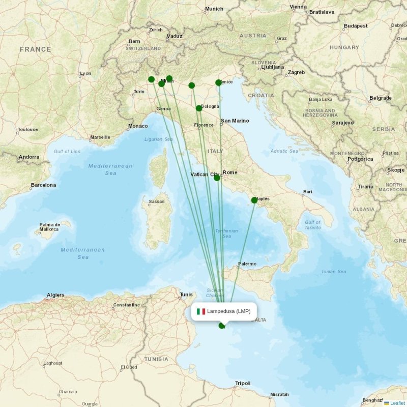 Route map over LMP airport