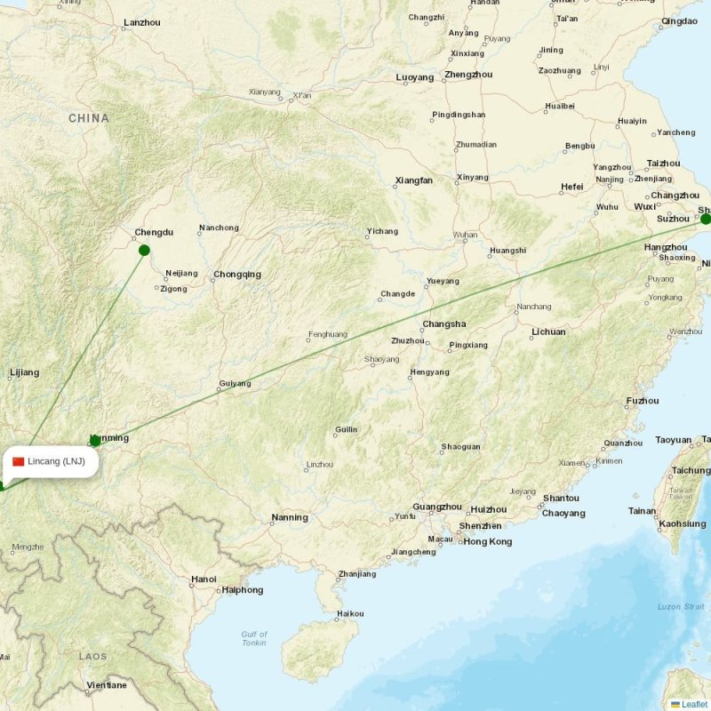 Route map over LNJ airport