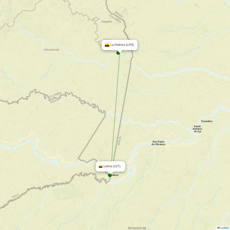 Route map over LPD airport