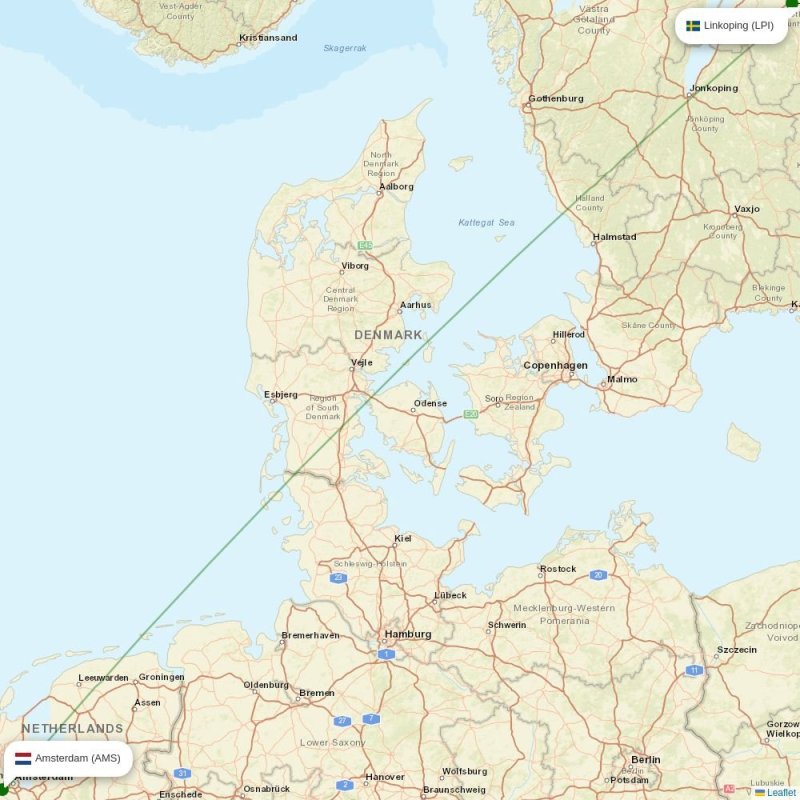 Route map over LPI airport