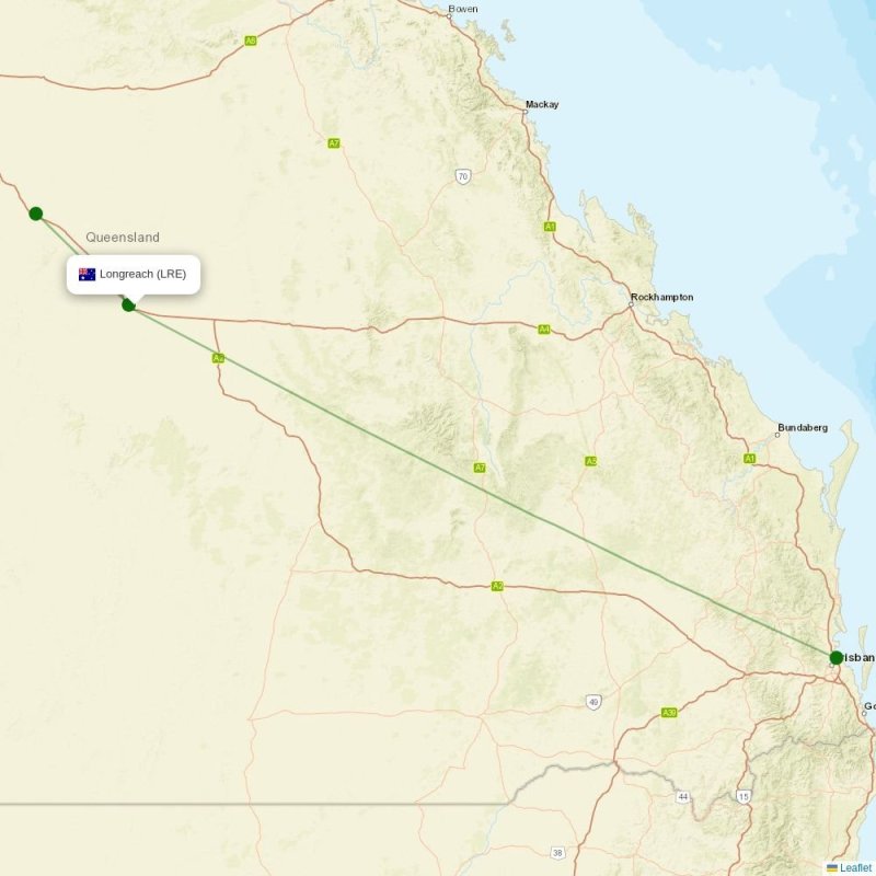 Route map over LRE airport