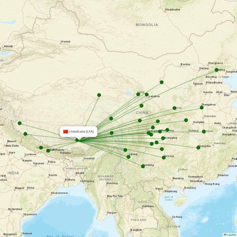 Route map over LXA airport