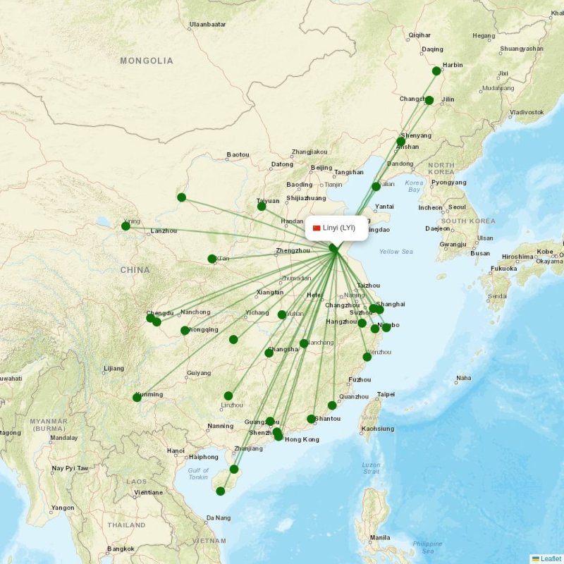 Route map over LYI airport