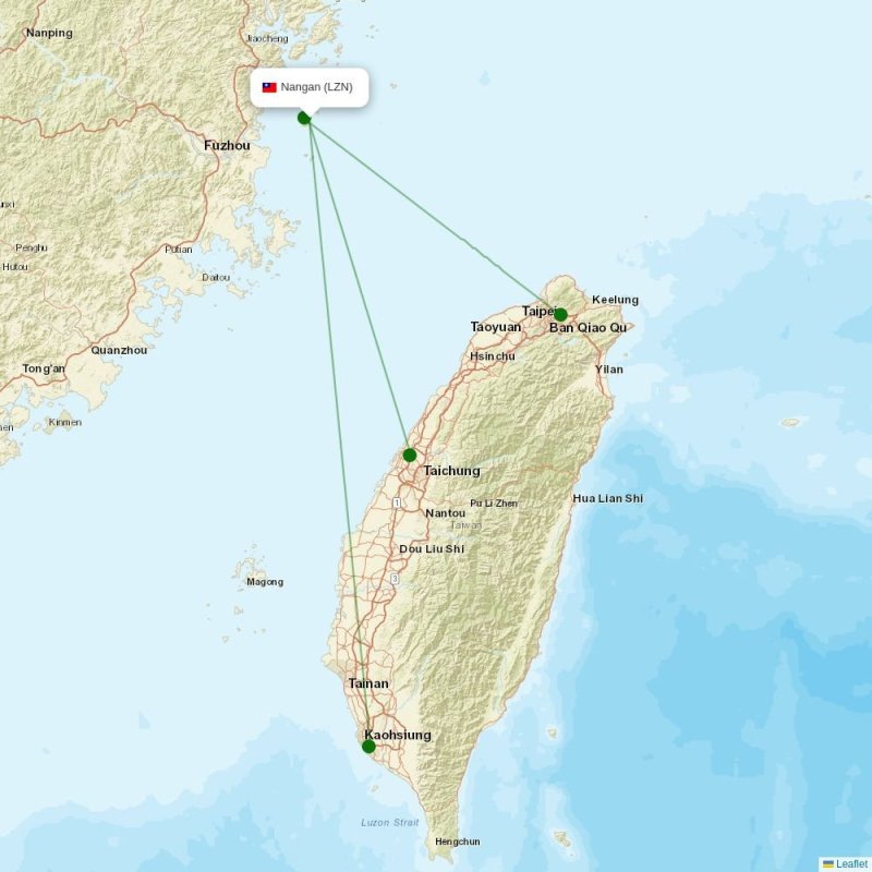 Route map over LZN airport