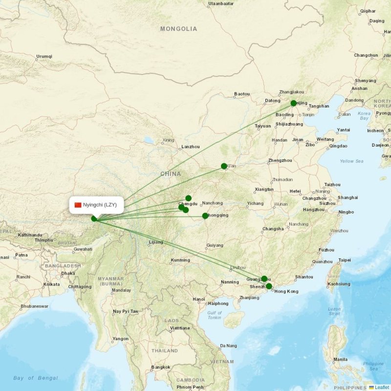Route map over LZY airport