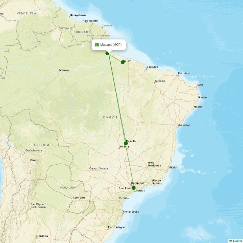 Route map over MCP airport