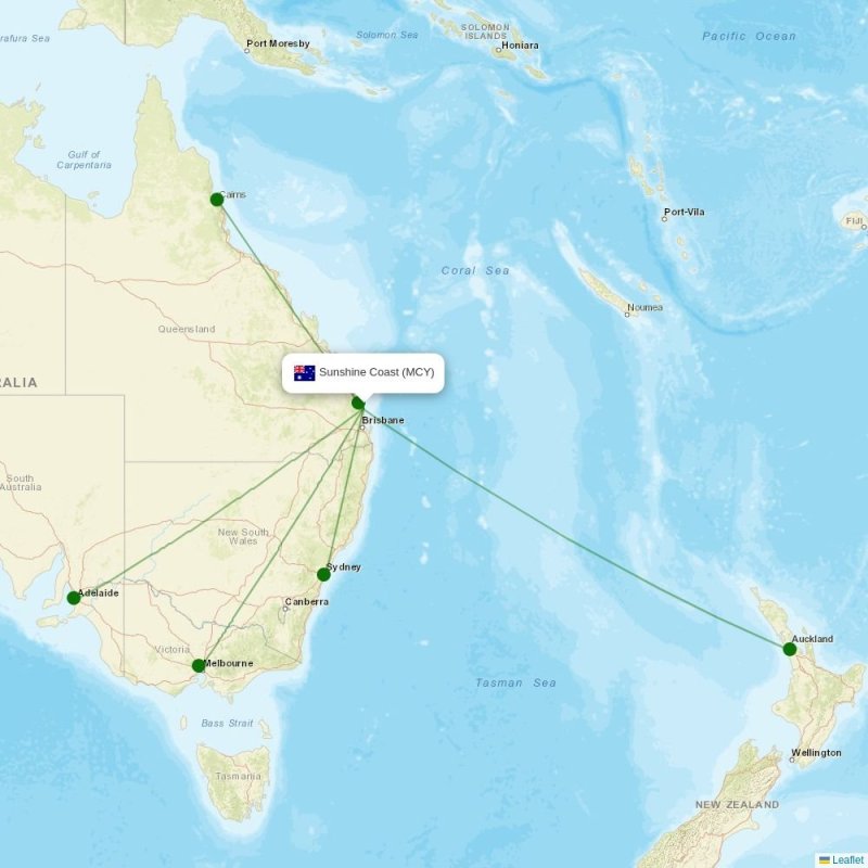 Route map over MCY airport