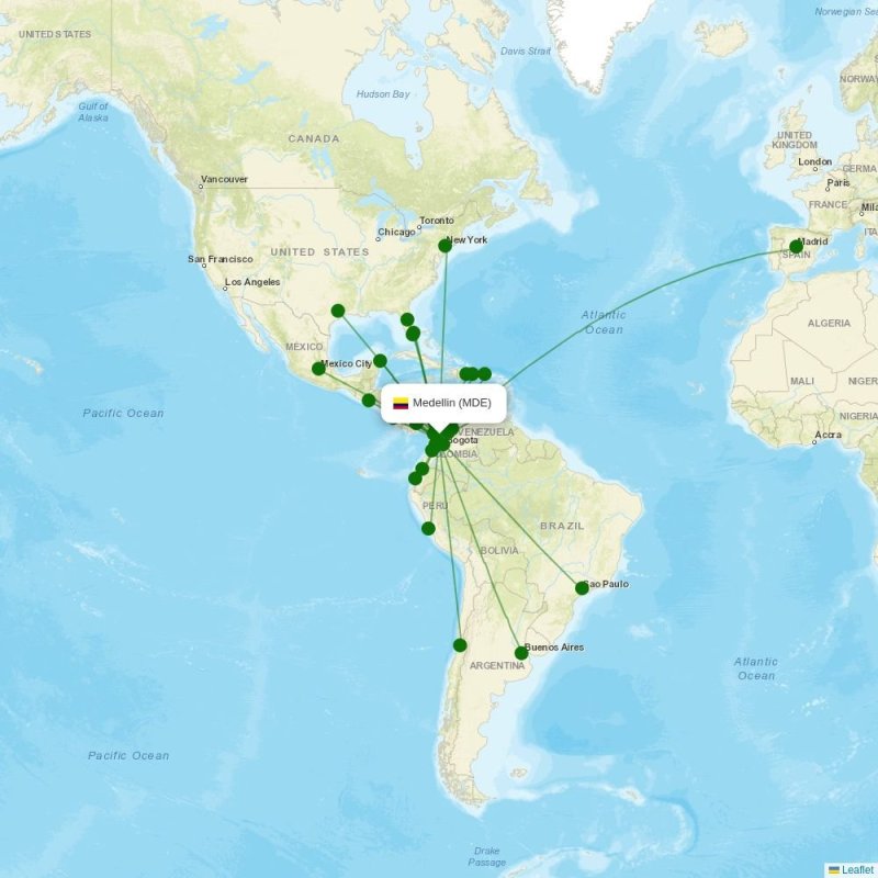 Route map over MDE airport