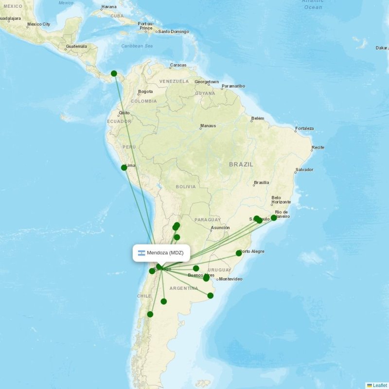 Route map over MDZ airport