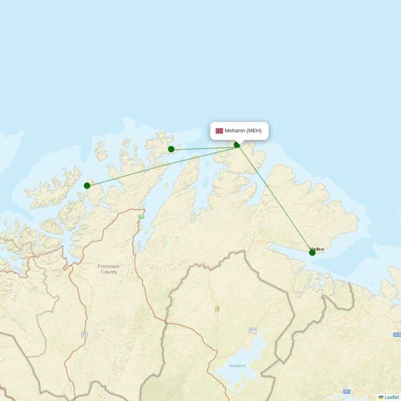 Route map over MEH airport