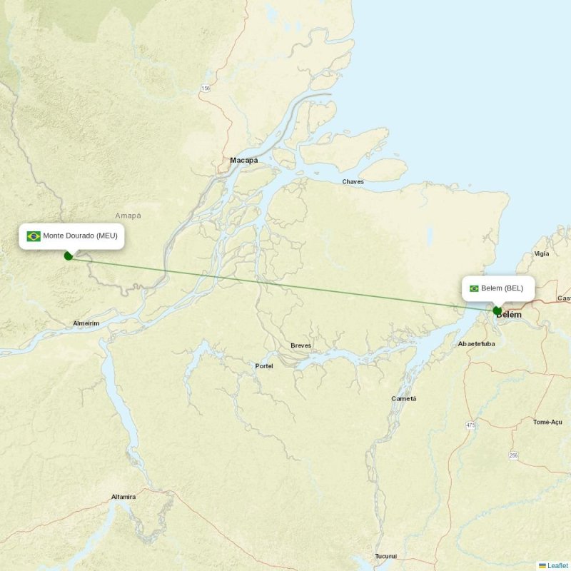 Route map over MEU airport