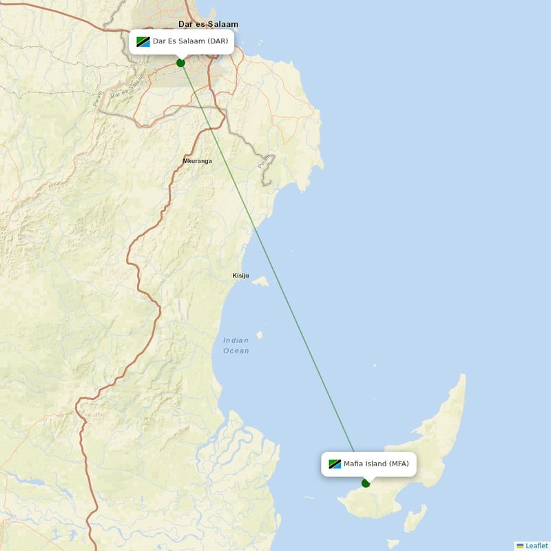 Route map over MFA airport