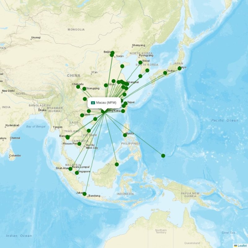 Route map over MFM airport