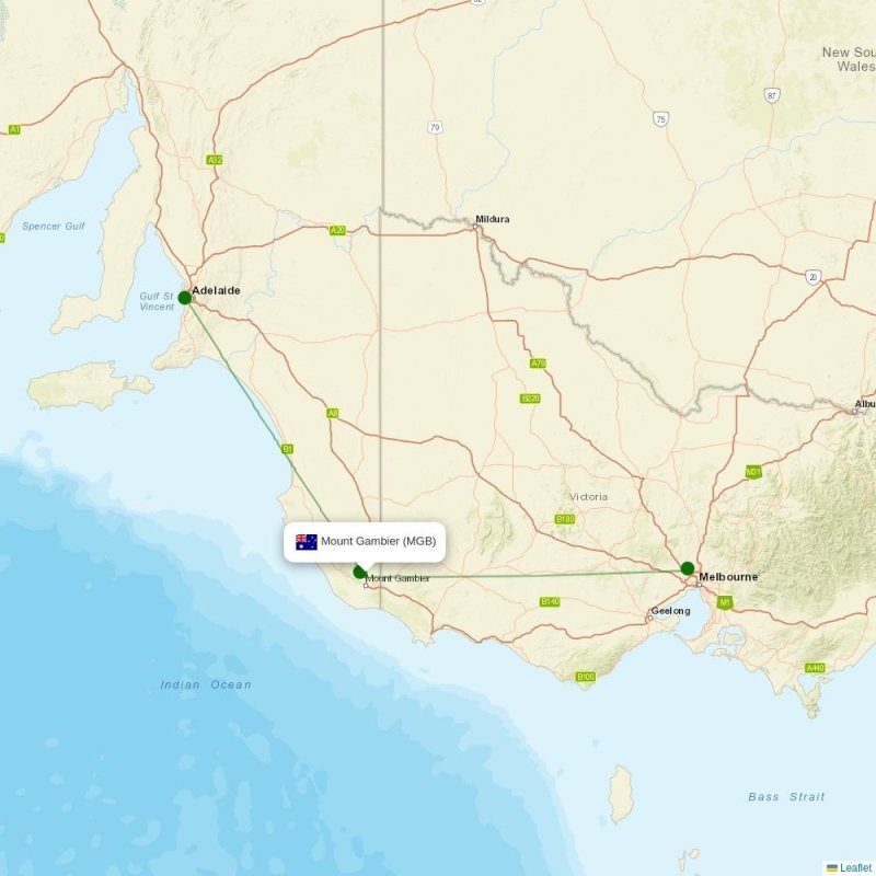 Route map over MGB airport