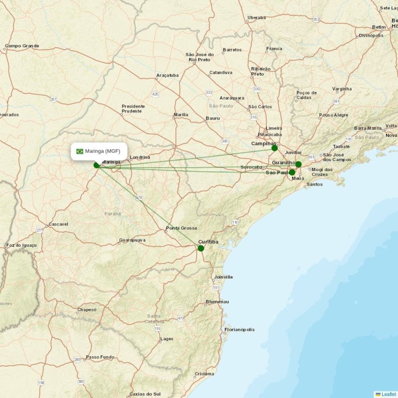 Route map over MGF airport