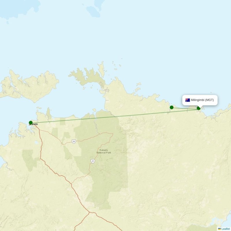 Route map over MGT airport