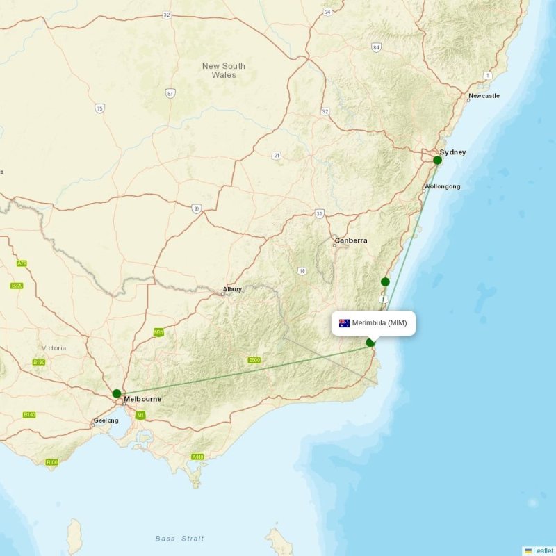 Route map over MIM airport