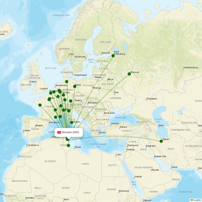 Route map over MIR airport